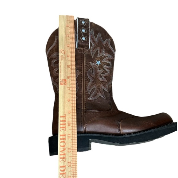 Ariat Women's Square Toe Short Boots Flame Stitch & Stars Leather vintage 9.5B - Picture 6 of 16